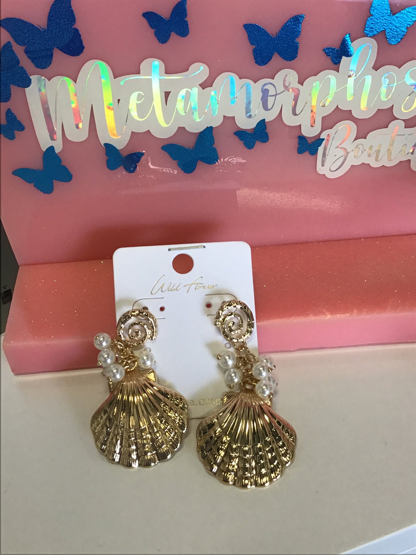 Aretes concha y perla