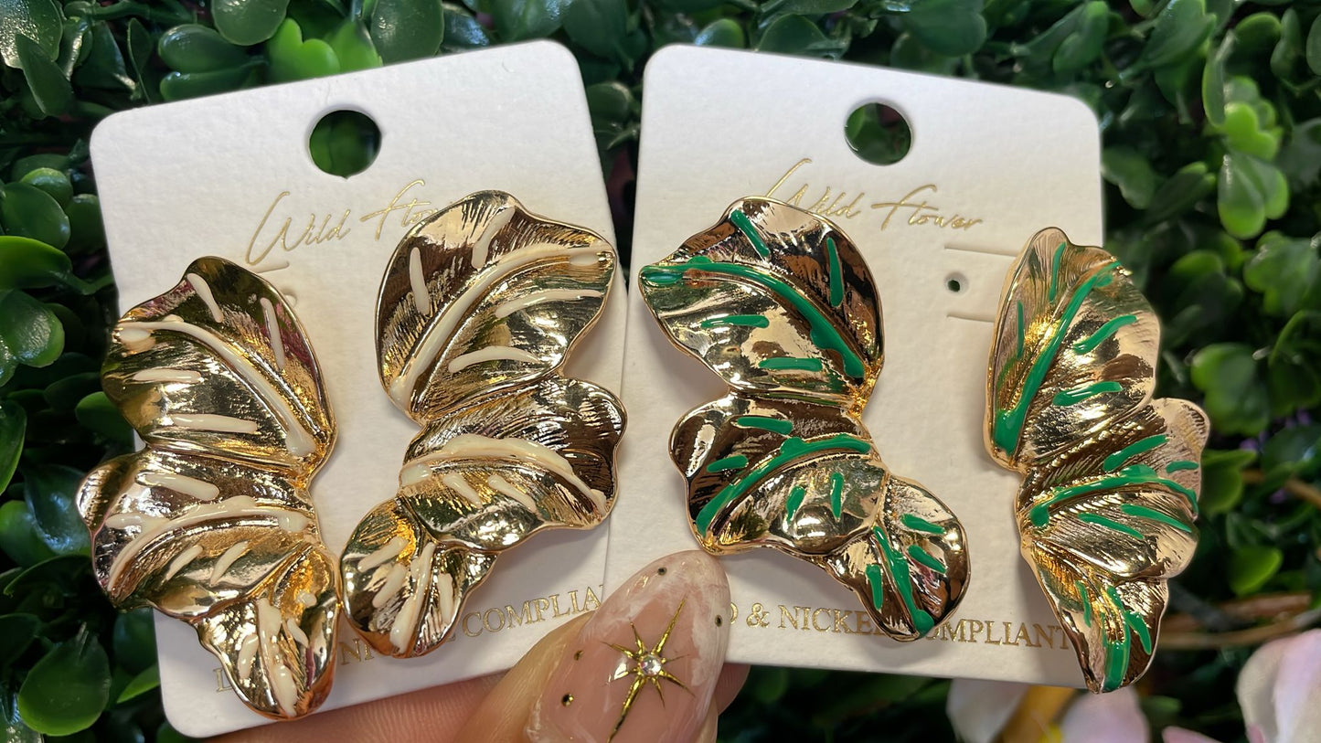 Aretes detailed leaves 🍃