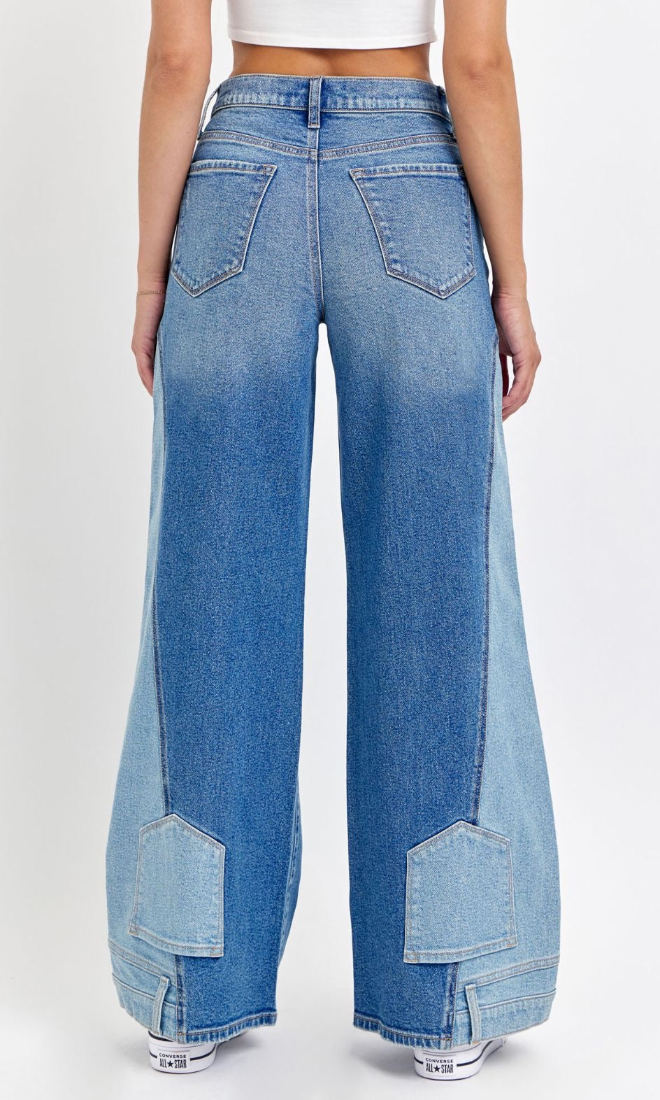 High Rise Two-Tone Wide Leg