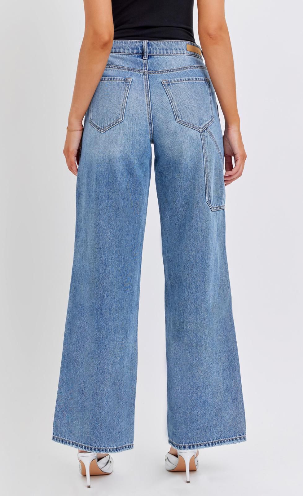 Cello High Rise Wide Leg w Carpenter Details