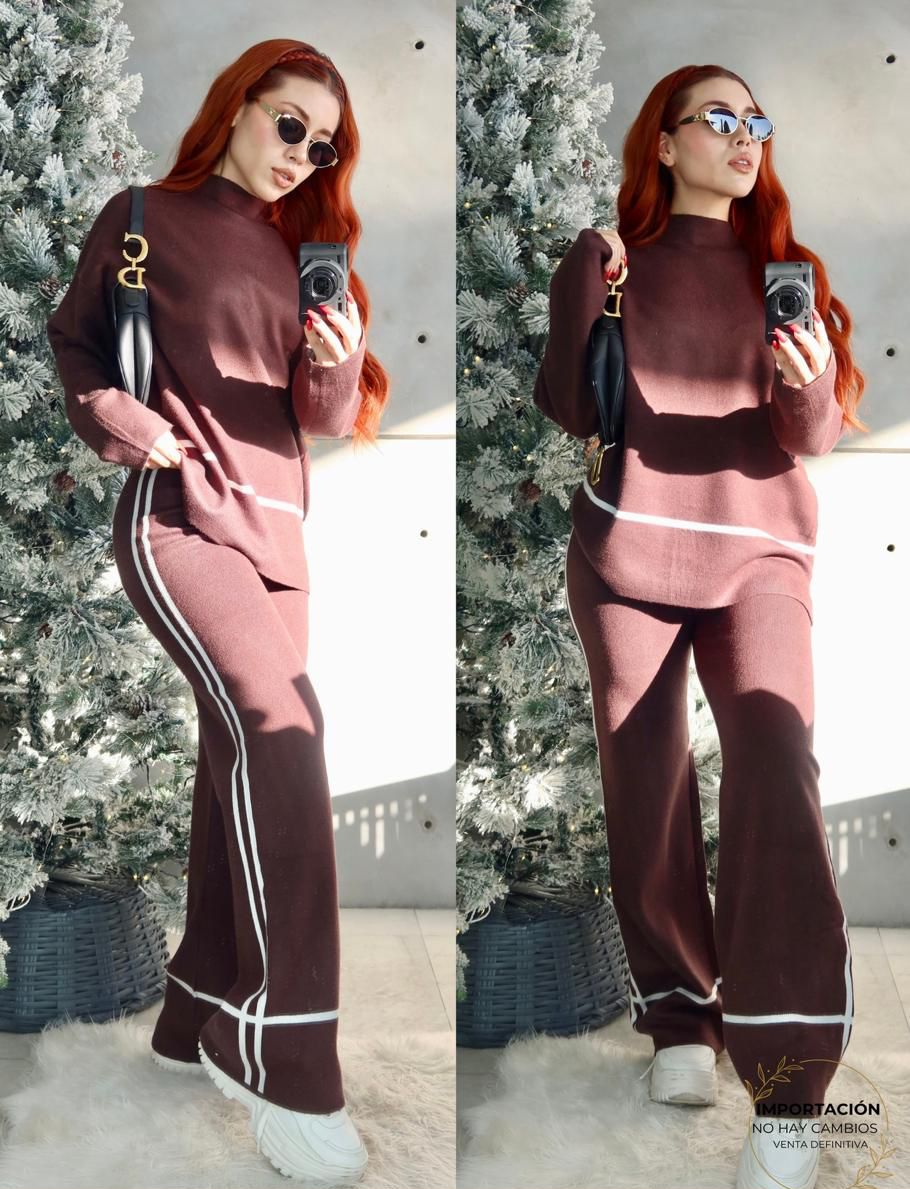 SET MAXISWETER Y PANTALON FRANJAS TEJIDO DELUXE