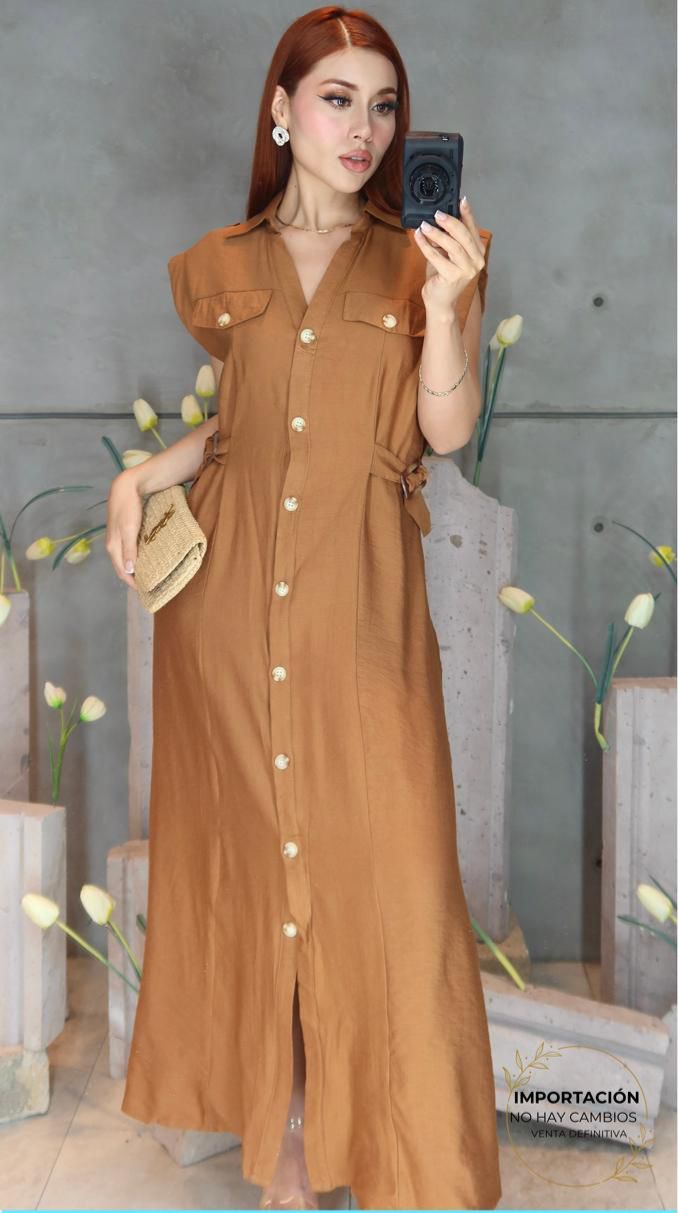 MAXIVESTIDO Dorys Botones Tipo Gabardina