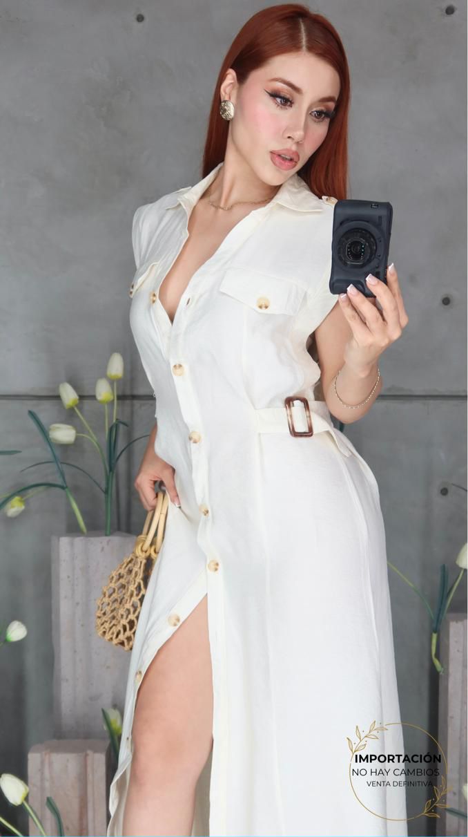 MAXIVESTIDO Dorys Botones Tipo Gabardina