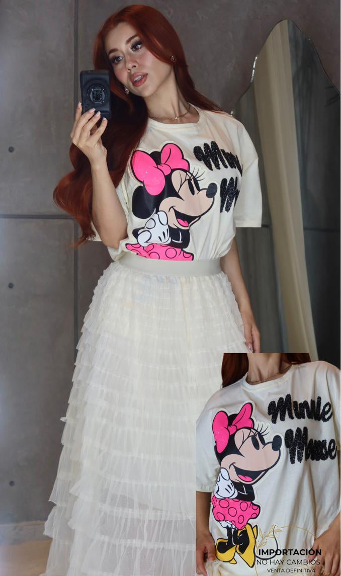 M5 T-Shirt Minnie Bordado And Glitter