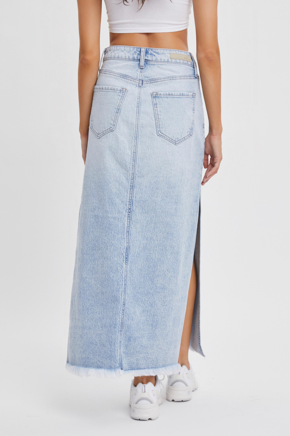 Cello Mid Waisted Maxi Skirt with Front Yoke