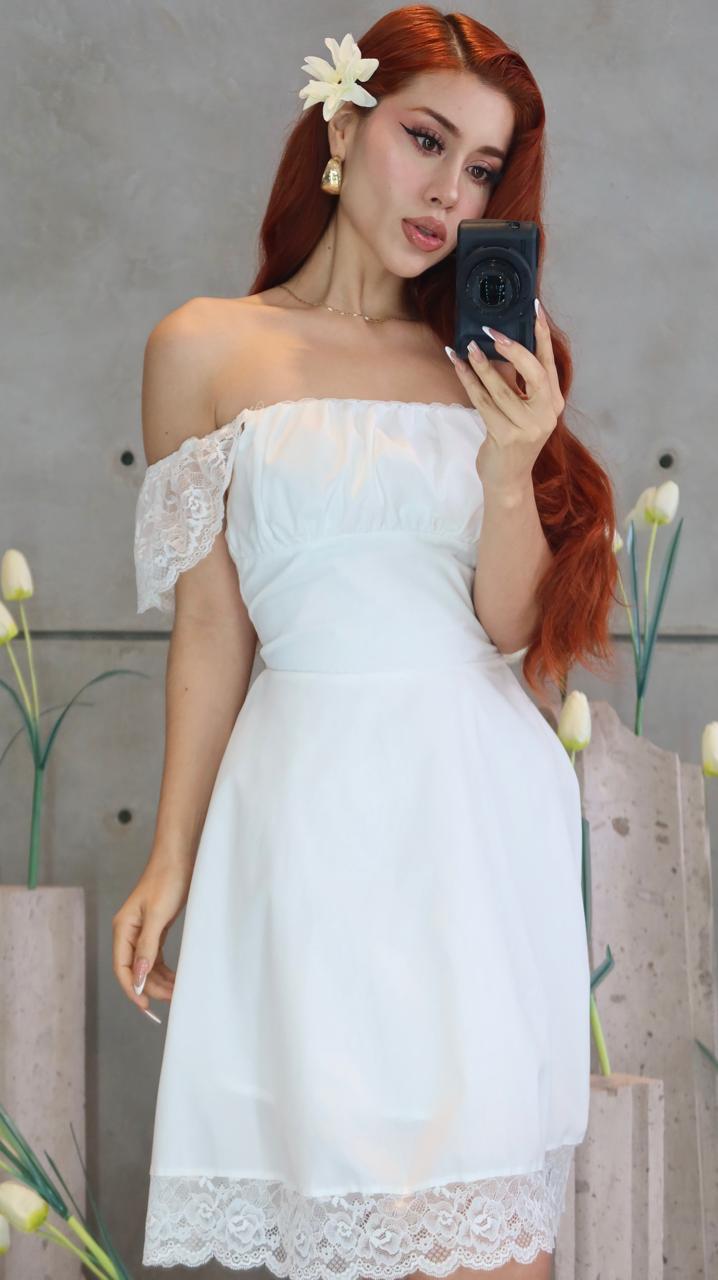 VESTIDO CORAL FEMME 🩷✨🎀 VOLADO APLIC ENCAJE