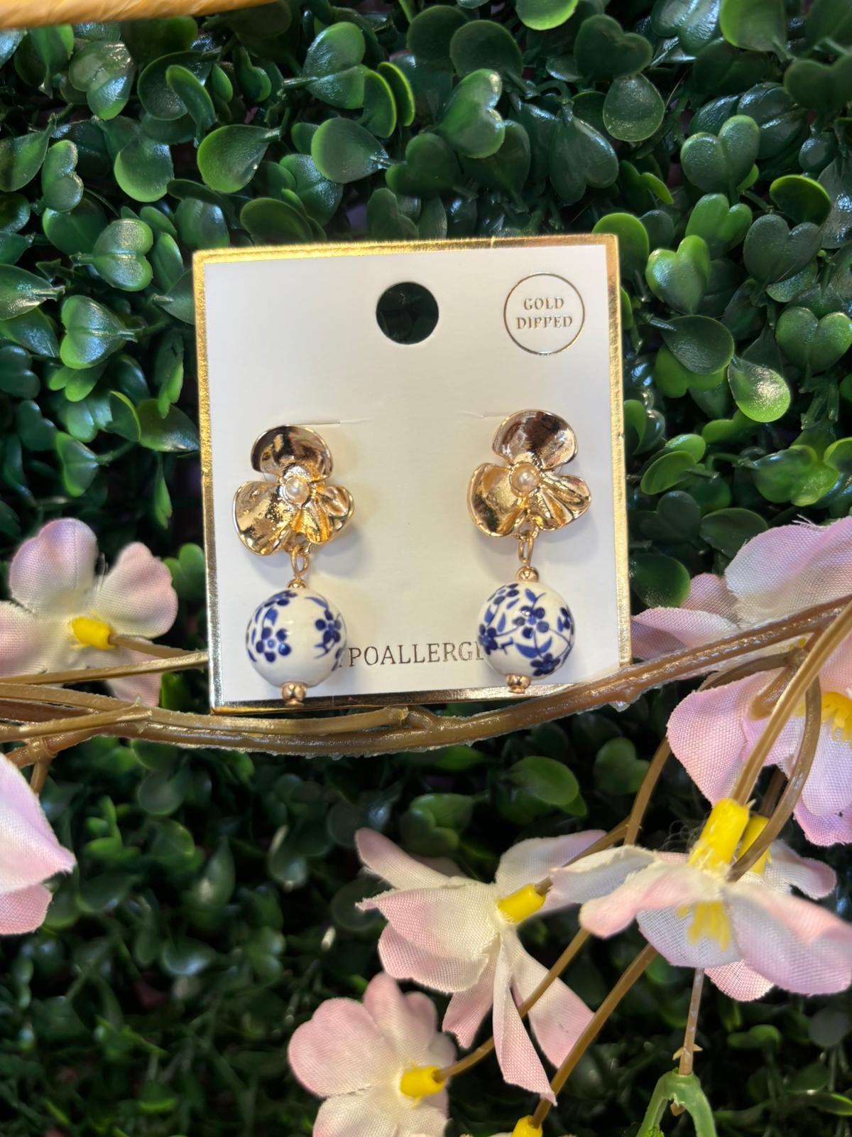 Aretes Flor Marble🌸