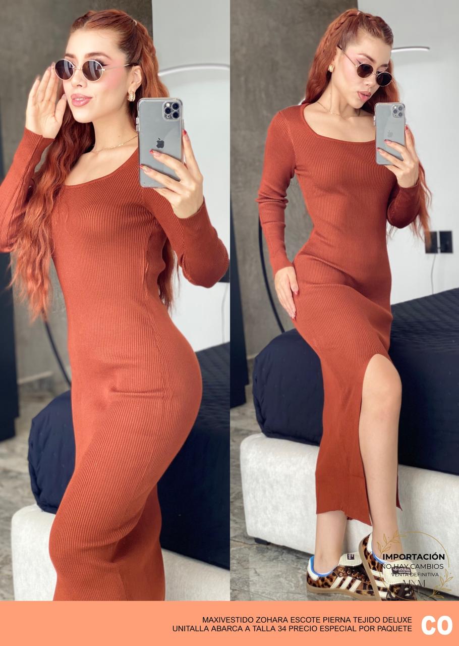 Maxivestido Zohara Escote Pierna Tejido