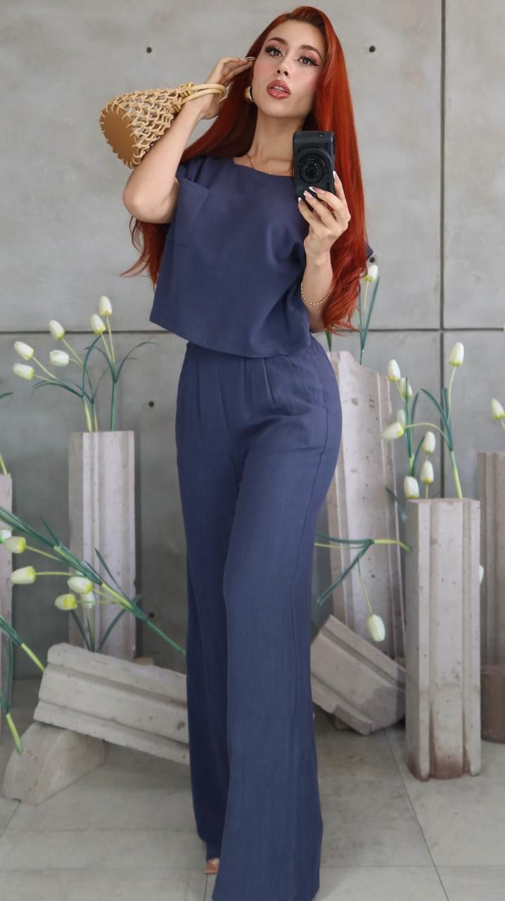 SET PALMERIA 🌾✨🤎 BLUSA & MAXIPANTALON LINEN AIROSO TIPO MASSIMO🐚💖