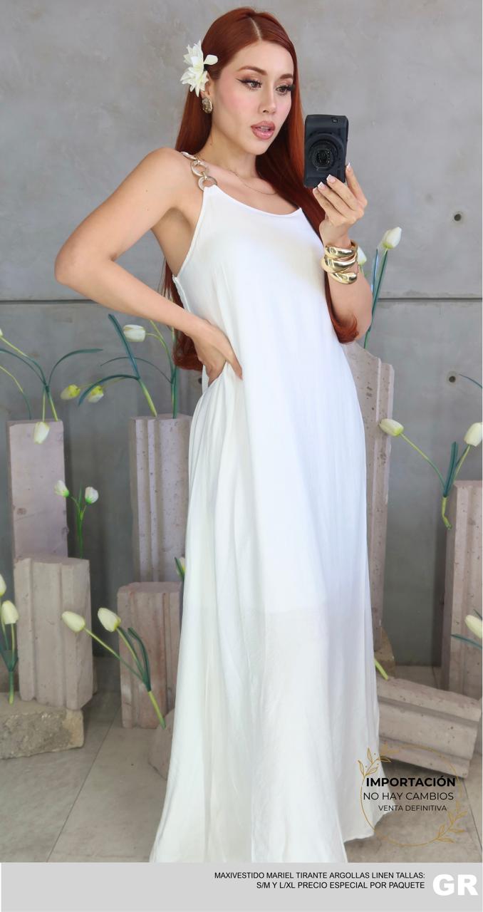 Maxivestido Mariel Tirante Argollas Linen