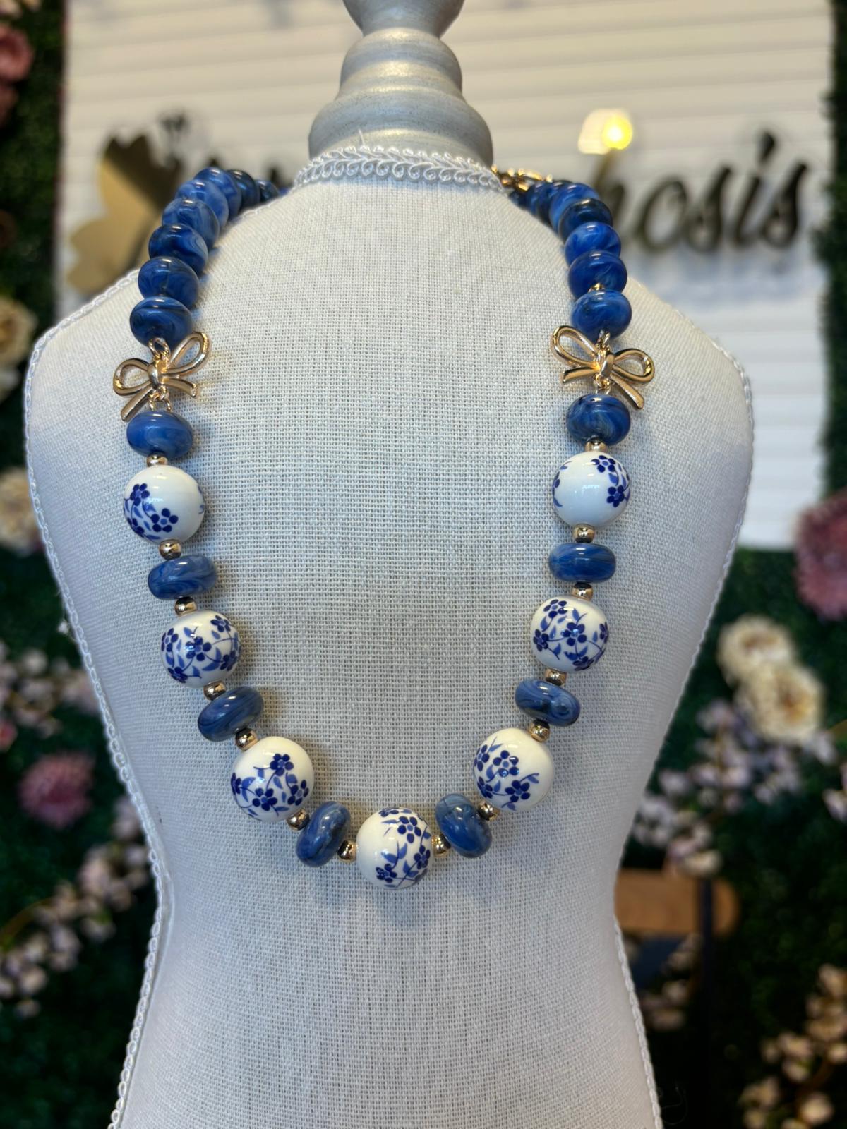Collar Bow Marble 🔵🔷🟦 JL24