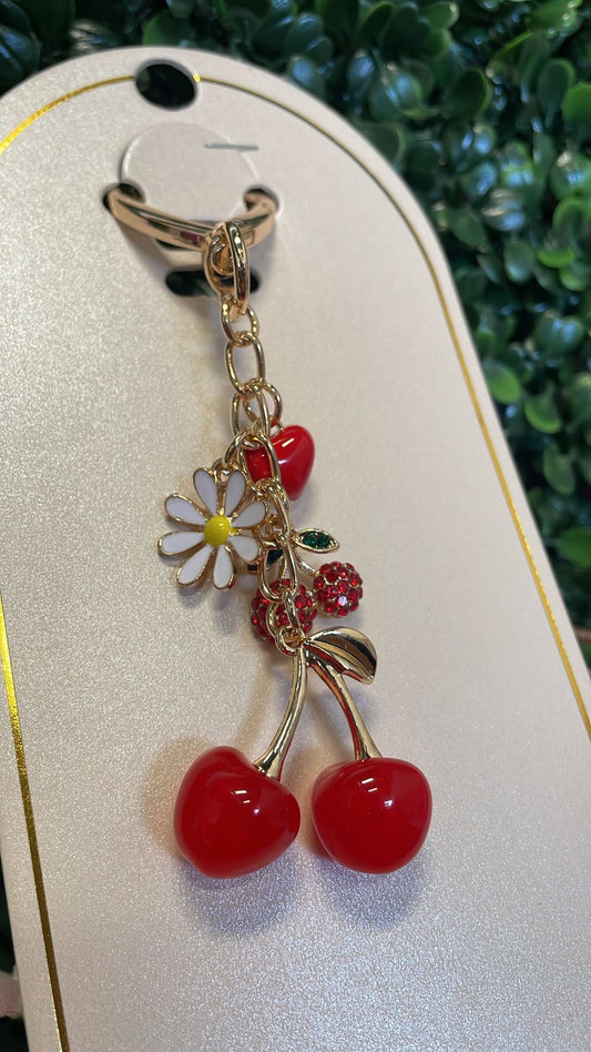 Keychain Cherry Daisy 🌼 🍒