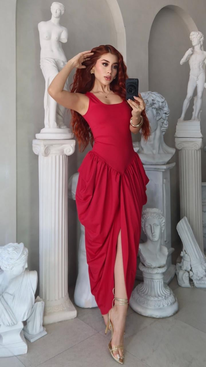 vestido drapeado marzo