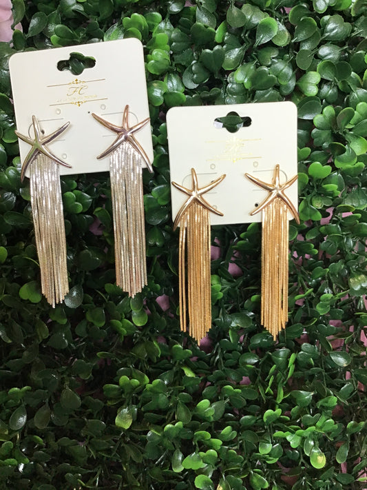 Aretes Estrella de Mar con flecos