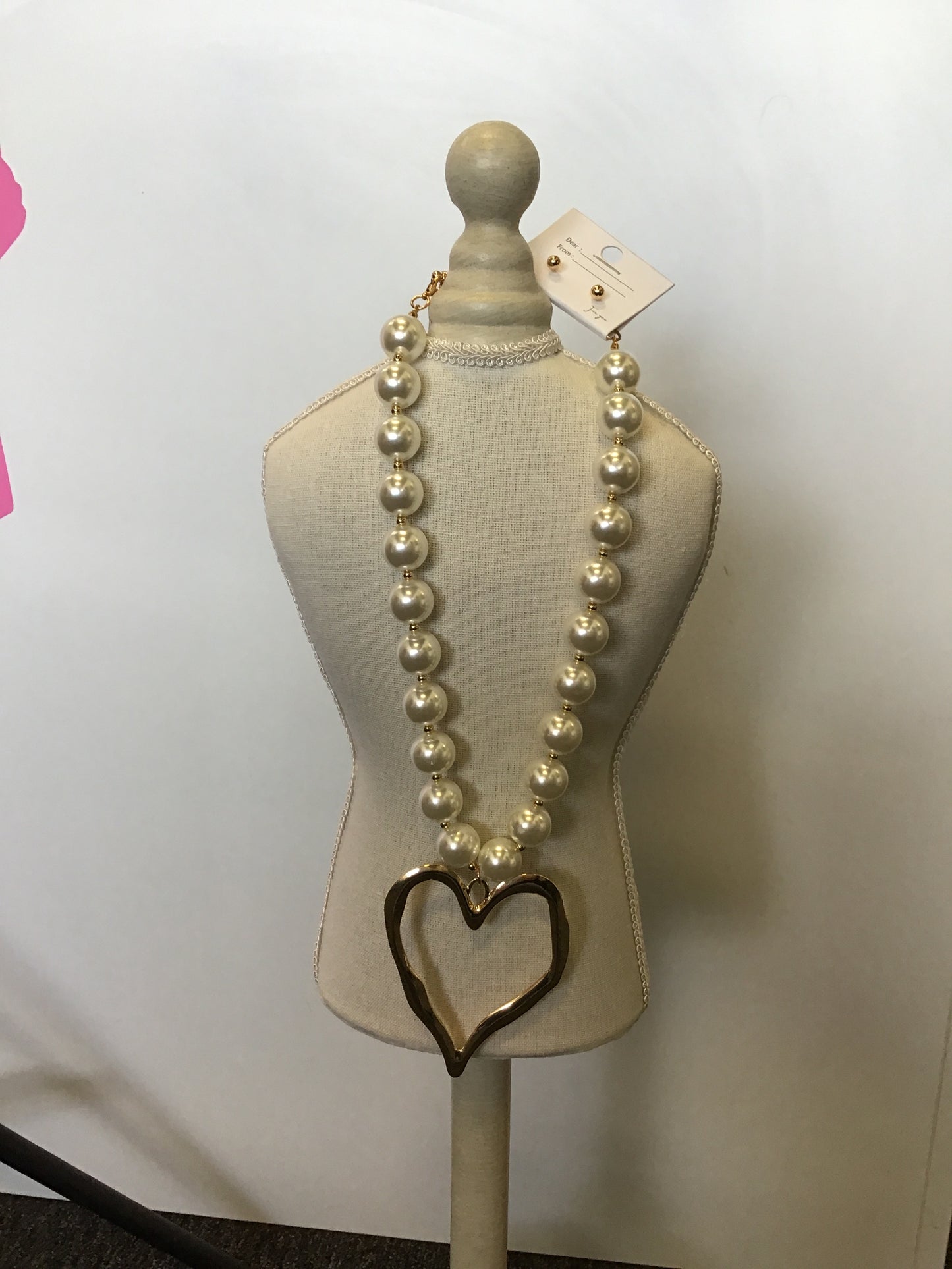 collar gold corazon / perla