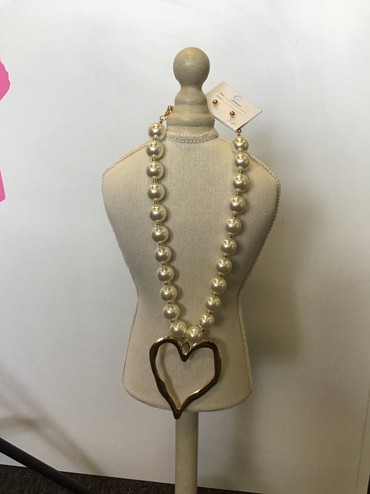 collar gold corazon / perla