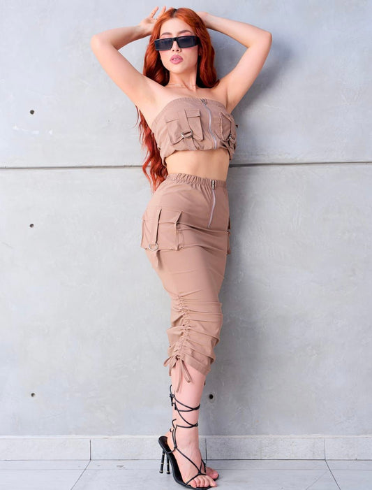 Set Nakatshi crop & Falda bolsas cargo