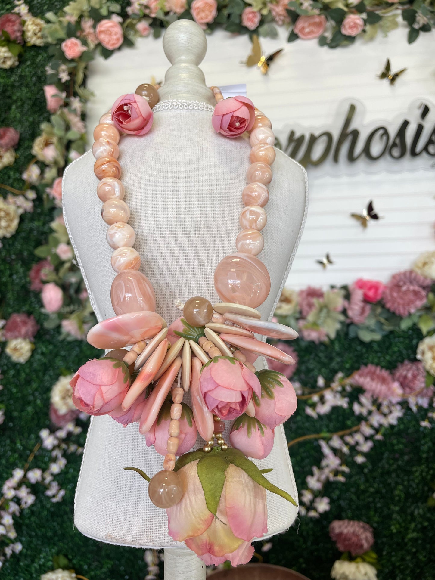 Maxi collar Floral rosa