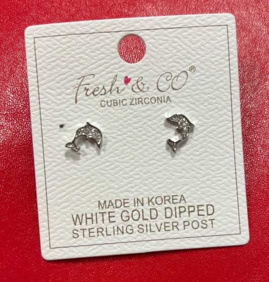 ARETES DELFIN PLATEADOS