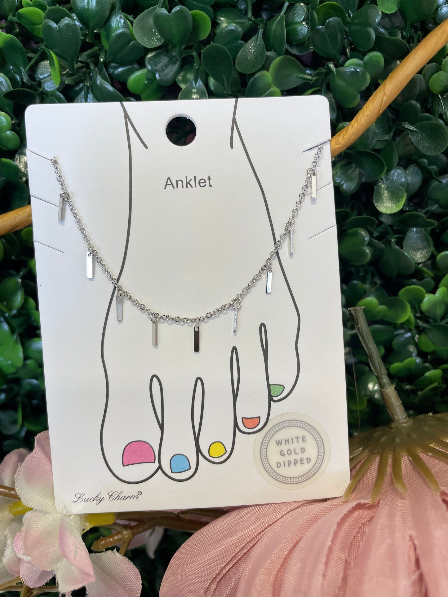 anklet cadena plateada