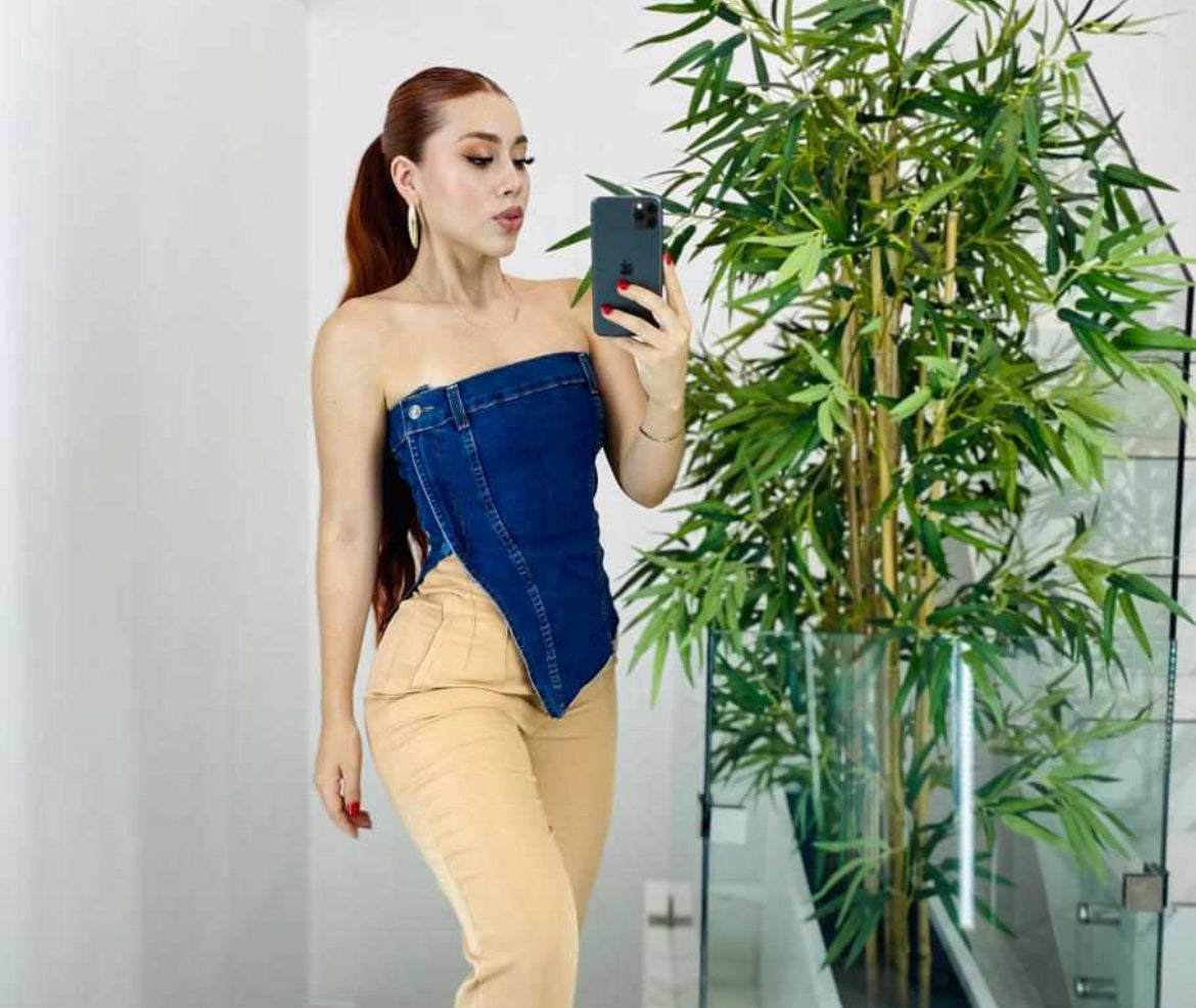 Off-Shoulder jean top