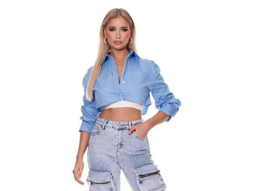 Formal button shirt with ruffle bottom design