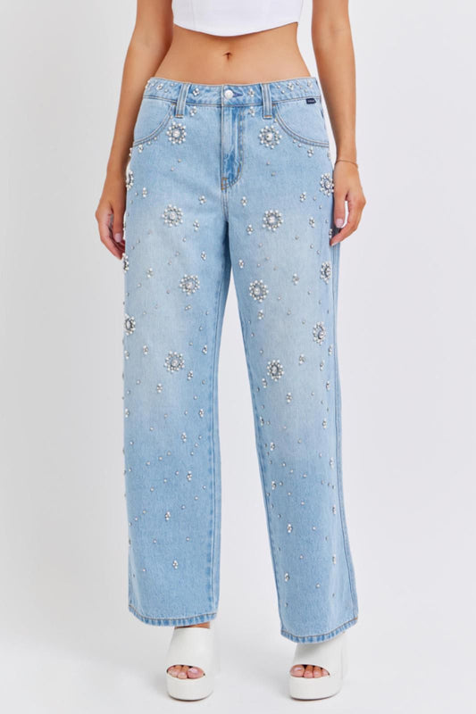 Cello Vintage Low Jean with Scattered Rhinestones