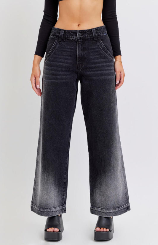 Cello Mid Waisted Skater Jean w Ombre Wash