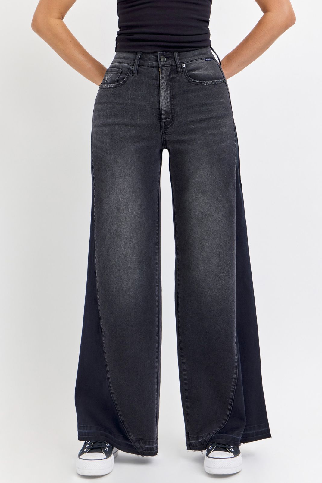 Cello High Rise Spliced Two-Tone Wide Leg Jean