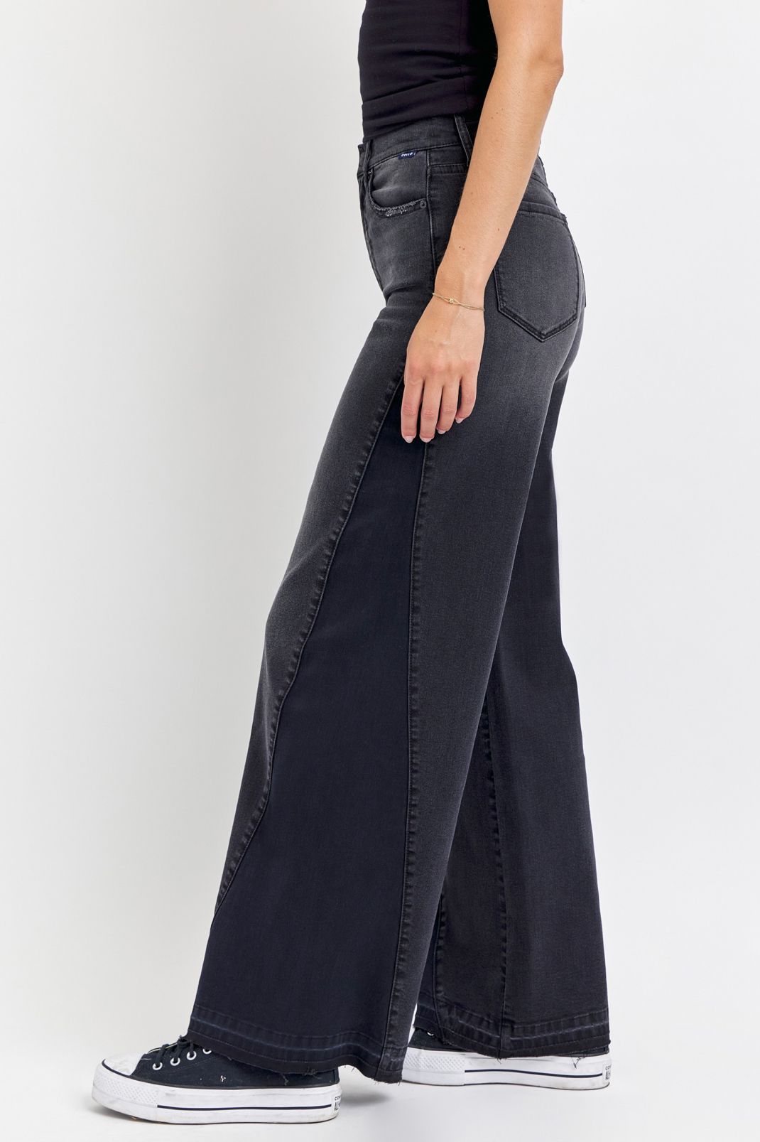 Cello High Rise Spliced Two-Tone Wide Leg Jean