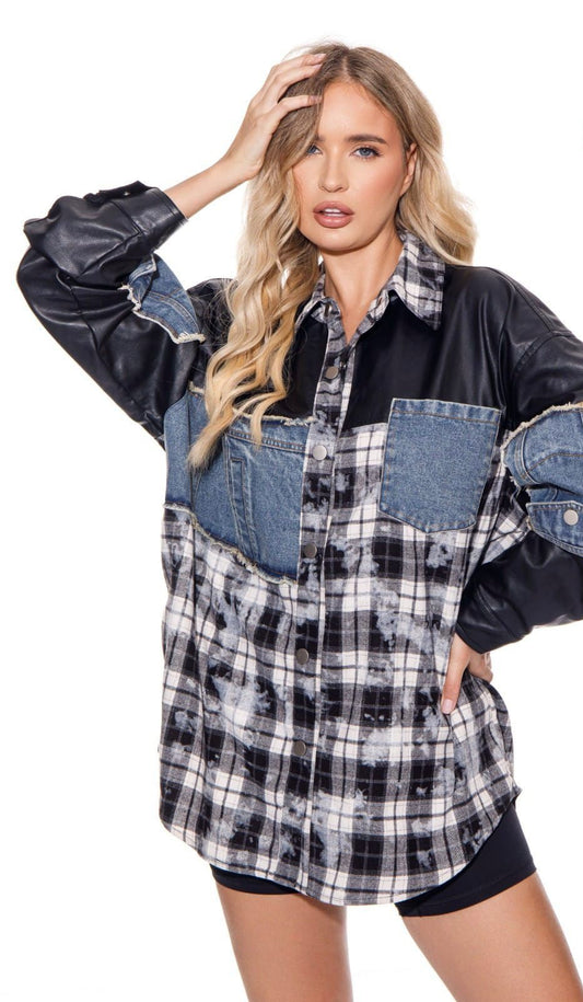 T-shirt black leather jean