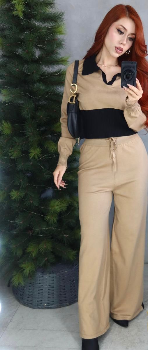 Set Francia Sweter & Maxipantalon Tejido