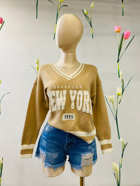 MAXISWETER NEW YORK🏈✨💖 TEJIDO DELUXE 🧶 BORDADO CHENIL🪡 🧵