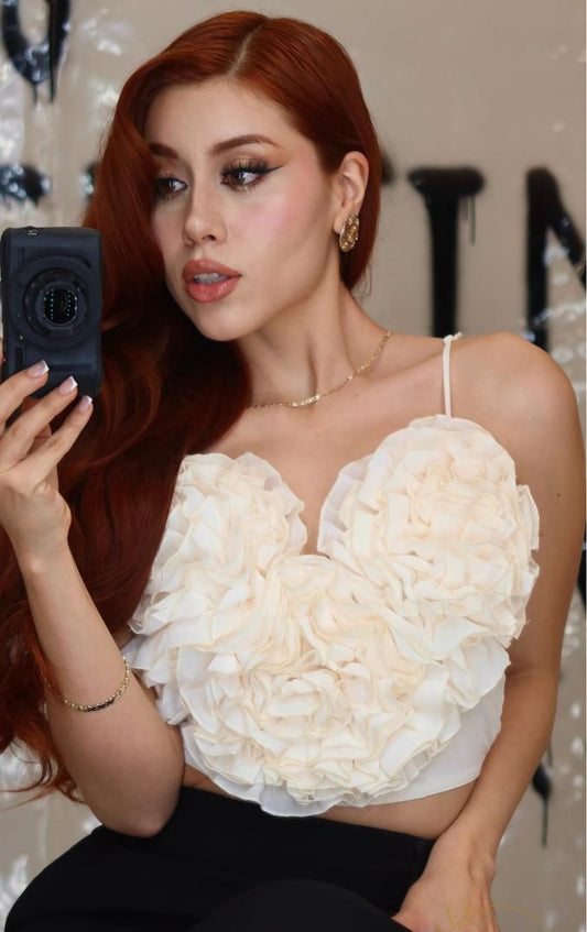 TOP FLORES RELIEVE FORMA CORAZON