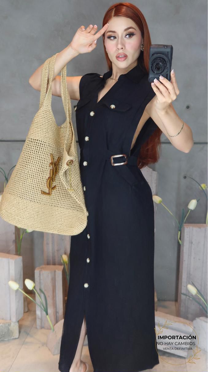 MAXIVESTIDO Dorys Botones Tipo Gabardina