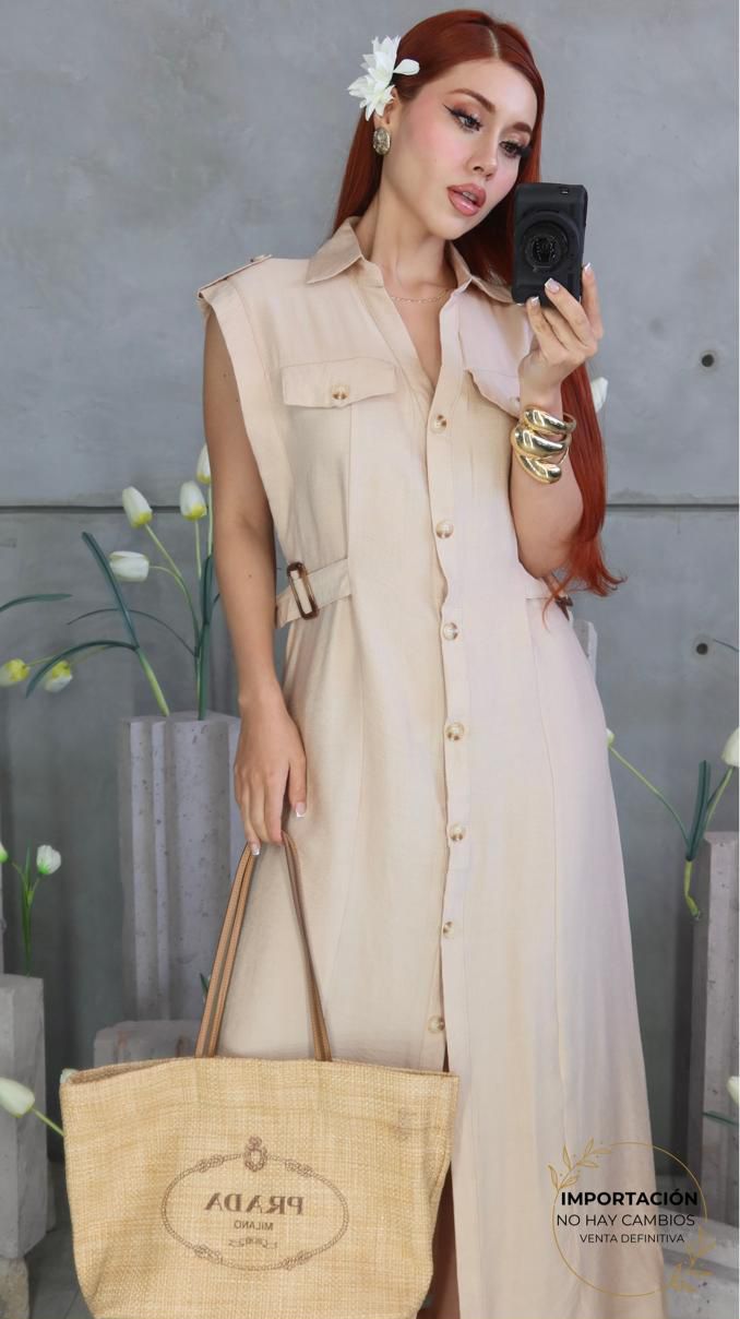 MAXIVESTIDO Dorys Botones Tipo Gabardina