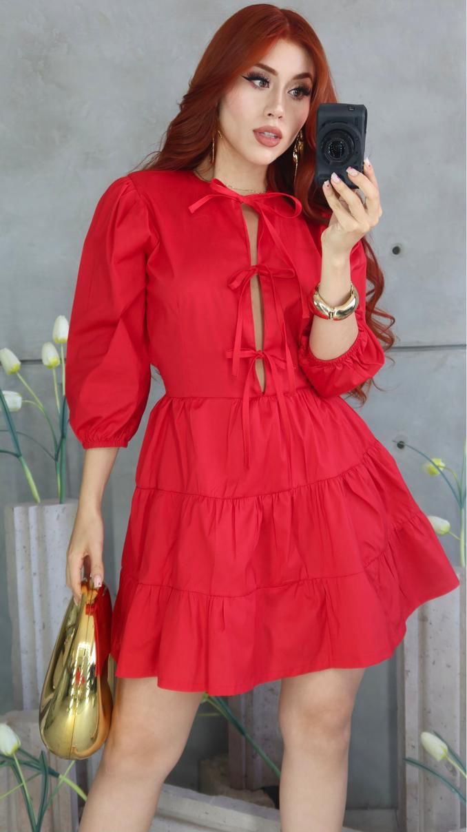 M5 Vestido Bow Open Front