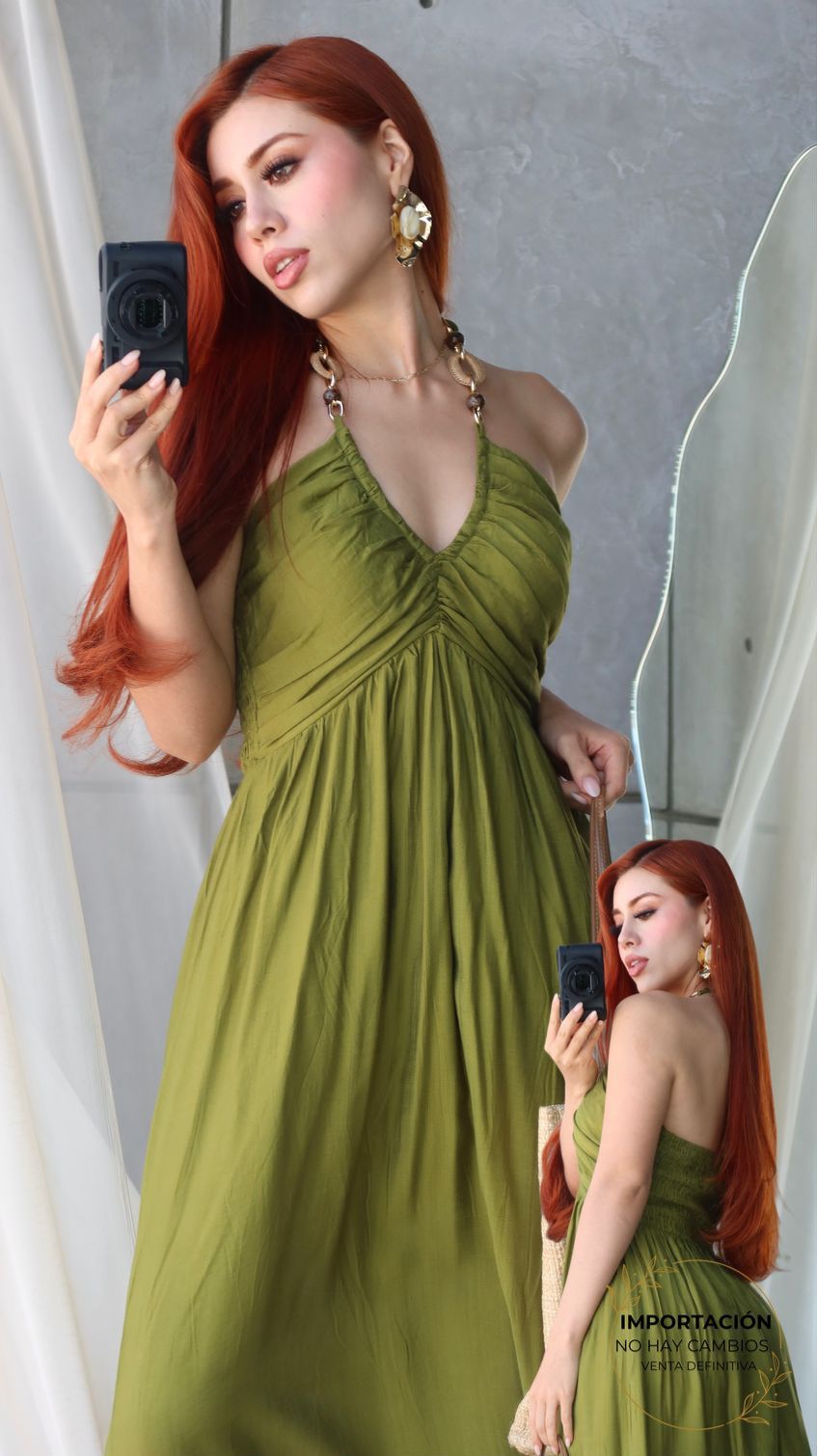 21M2025 MAXIVESTIDO PERLA HALTER ARGOLLA LINEN