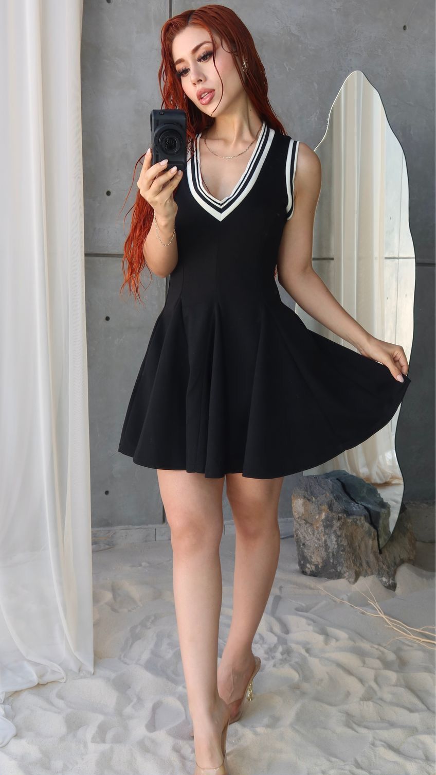 21M2025 VESTIDO RIBELLE CINTAS TEJIDAS CORTE A SILUETTE