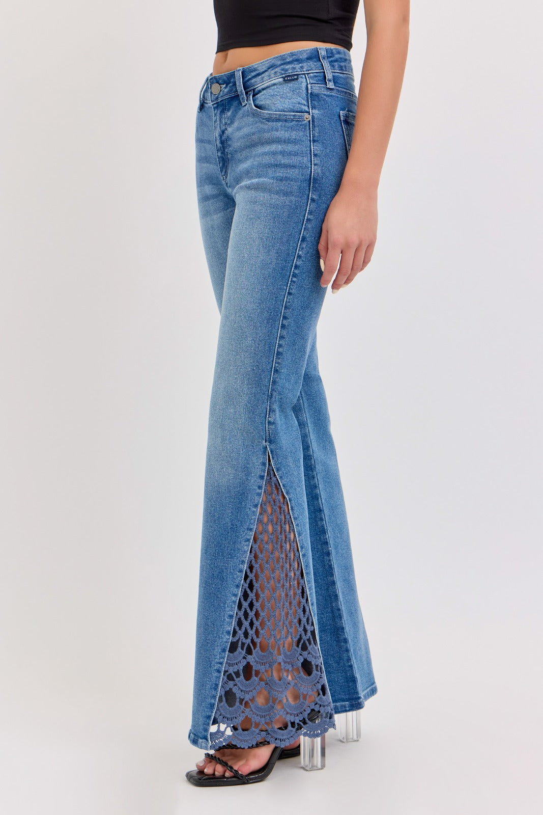 Mid Rise Flare with Crochet Details