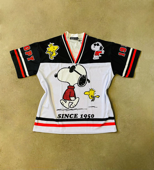 01MY25 JERSEY #73 SNOOPY 🐶BLACK 50 GLITTER & BORDADO FUSION TELAS✨🤍