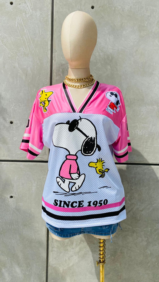 01MY25 JERSEY #73 SNOOPY 🐶BLACK 50 GLITTER & BORDADO FUSION TELAS✨🤍😮‍💨