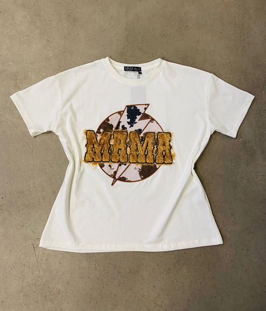 01MY25 T SHIRT #351 MAMÁ BOHO CHIC 👢🌾💫🤎APLIC BORDADA COTTON