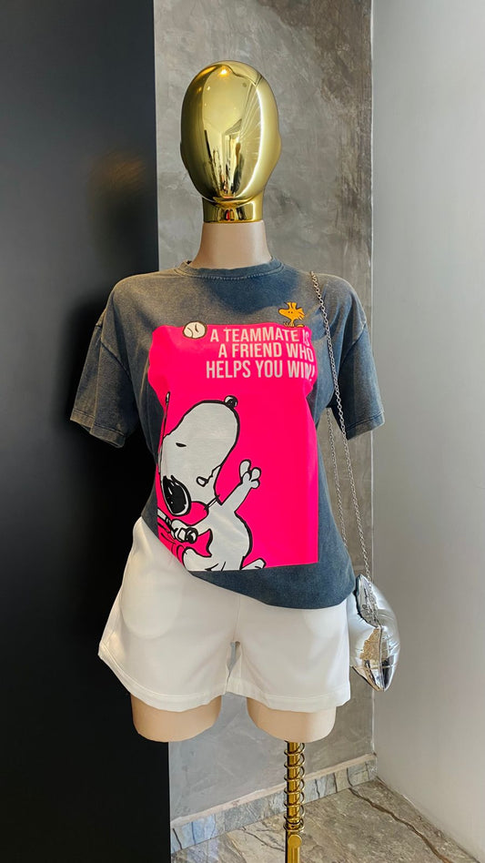 01MY25 T SHIRT #368 SNOOPY TENIS PINK PROCESS COTTON✨