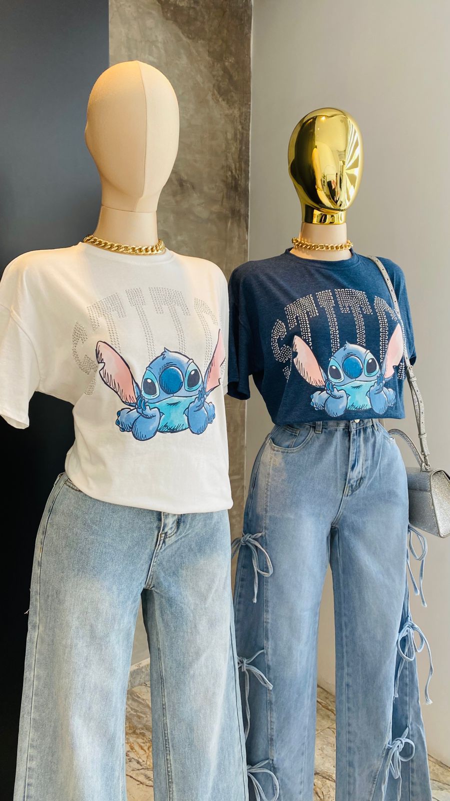 01MY25 T SHIRT #349 STITCH CRISTALES 🩵🛸💠DRAW FULL PRINT COTTON