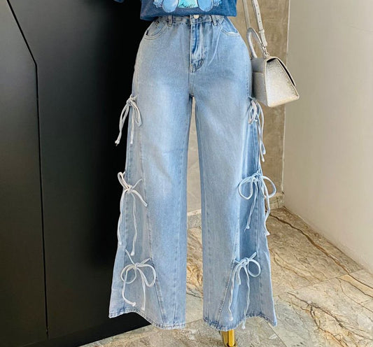 01MY25 MAXIPANTALON DENIM COQUETTE MOÑOS🎀🤍