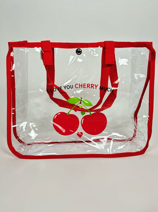 14JN I LOVE YOU CHERRY MUCH CLEAR BAG