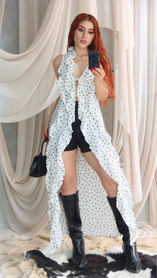 14JN ENSAMBLE DOTS ESCAROLA GASA BOHO CHIC