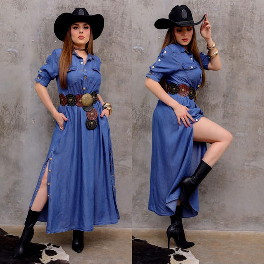 20JN VESTIDO JEANS - BROCHES