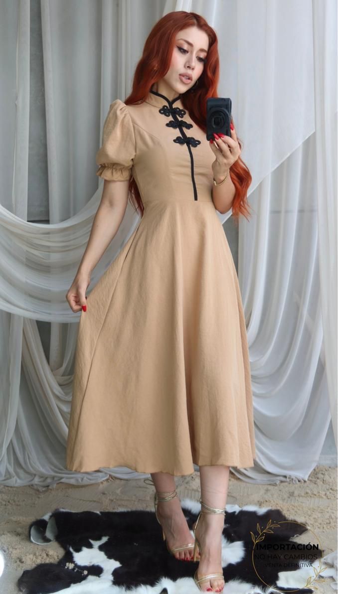 062725 Maxivestido Macarella Manga Globo